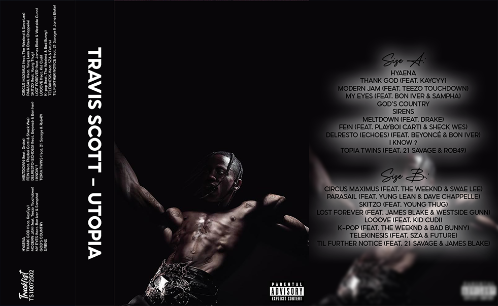 Travis Scott – Utopia Fanmade Analog Cassette Tape | Hip Hop Album Collectible | Modern Trap & Experimental Sound | Retro Music Gift
