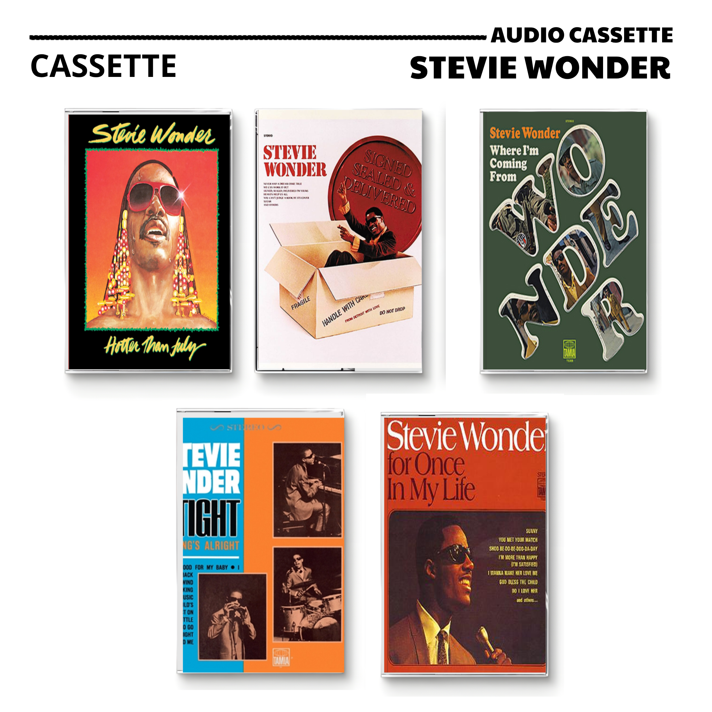 Stevie Wonder Vintage Cassette | Hotter Than July, Signed Sealed & Delivered