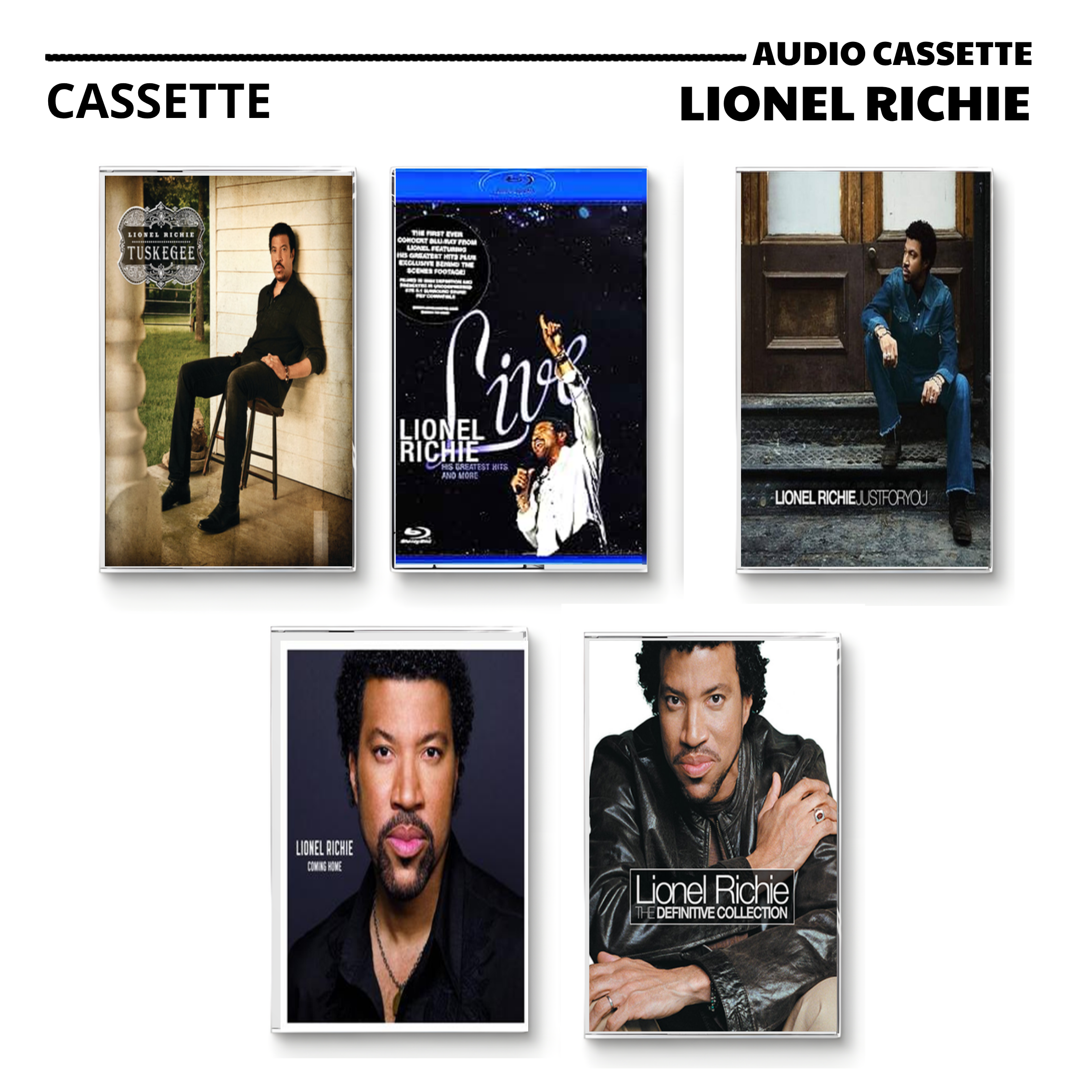 Lionel Richie Vintage Cassette | Tuskegee, Coming Home & Live Concert Set