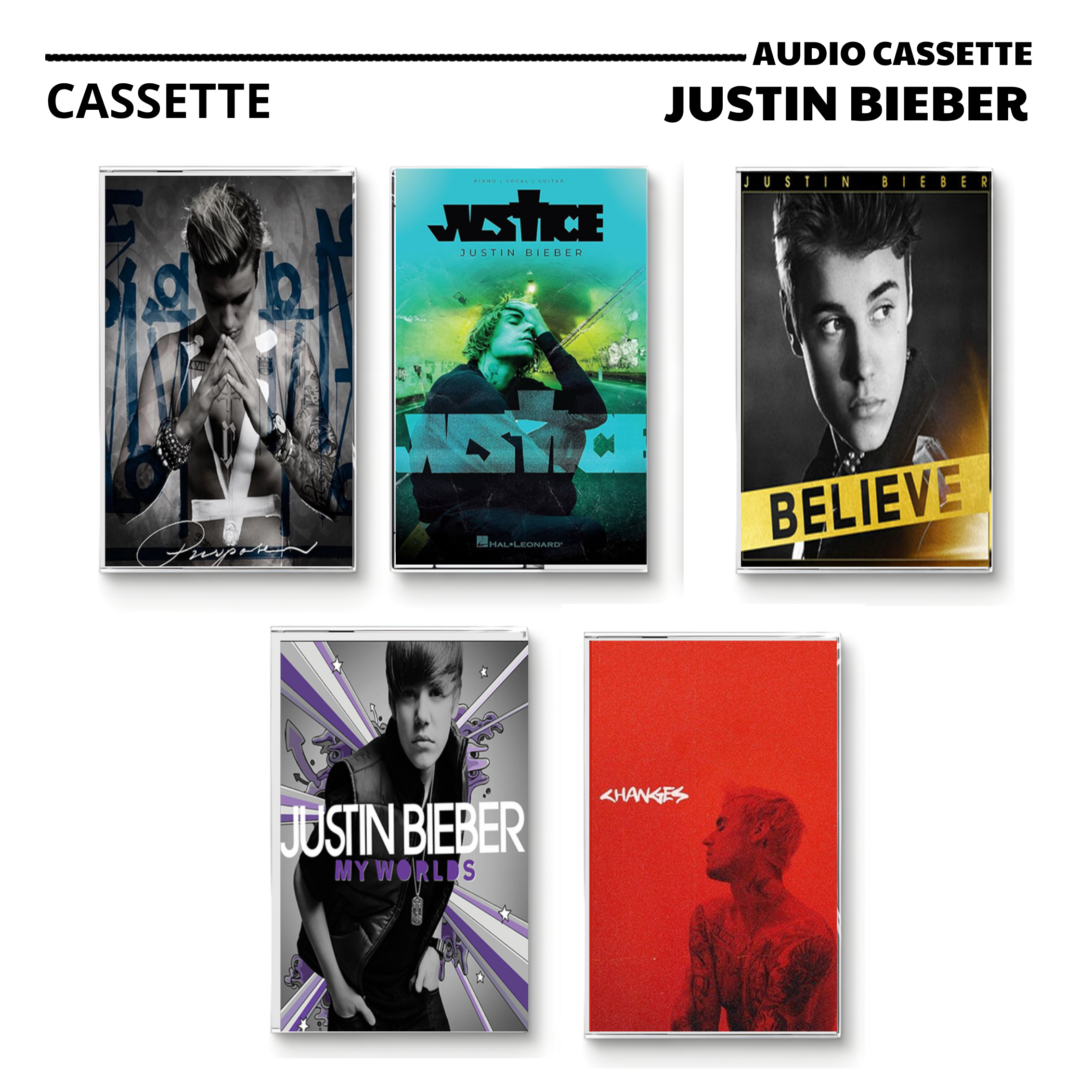 Justin Bieber Vintage Cassette | Purpose, Justice & Believe Collection