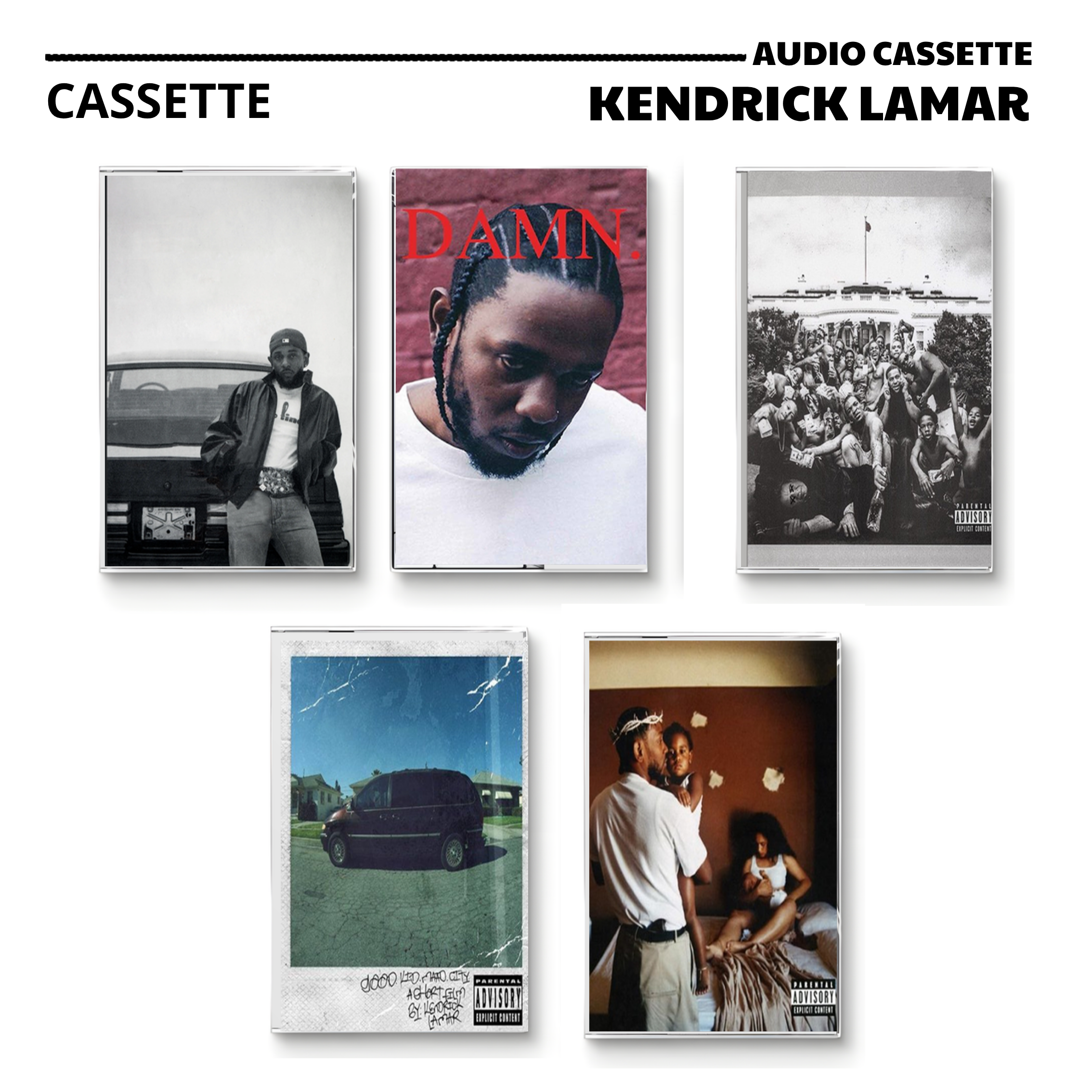 Kendrick Lamar Vintage Cassette | DAMN., good kid, m.A.A.d city & To Pimp a Butterfly