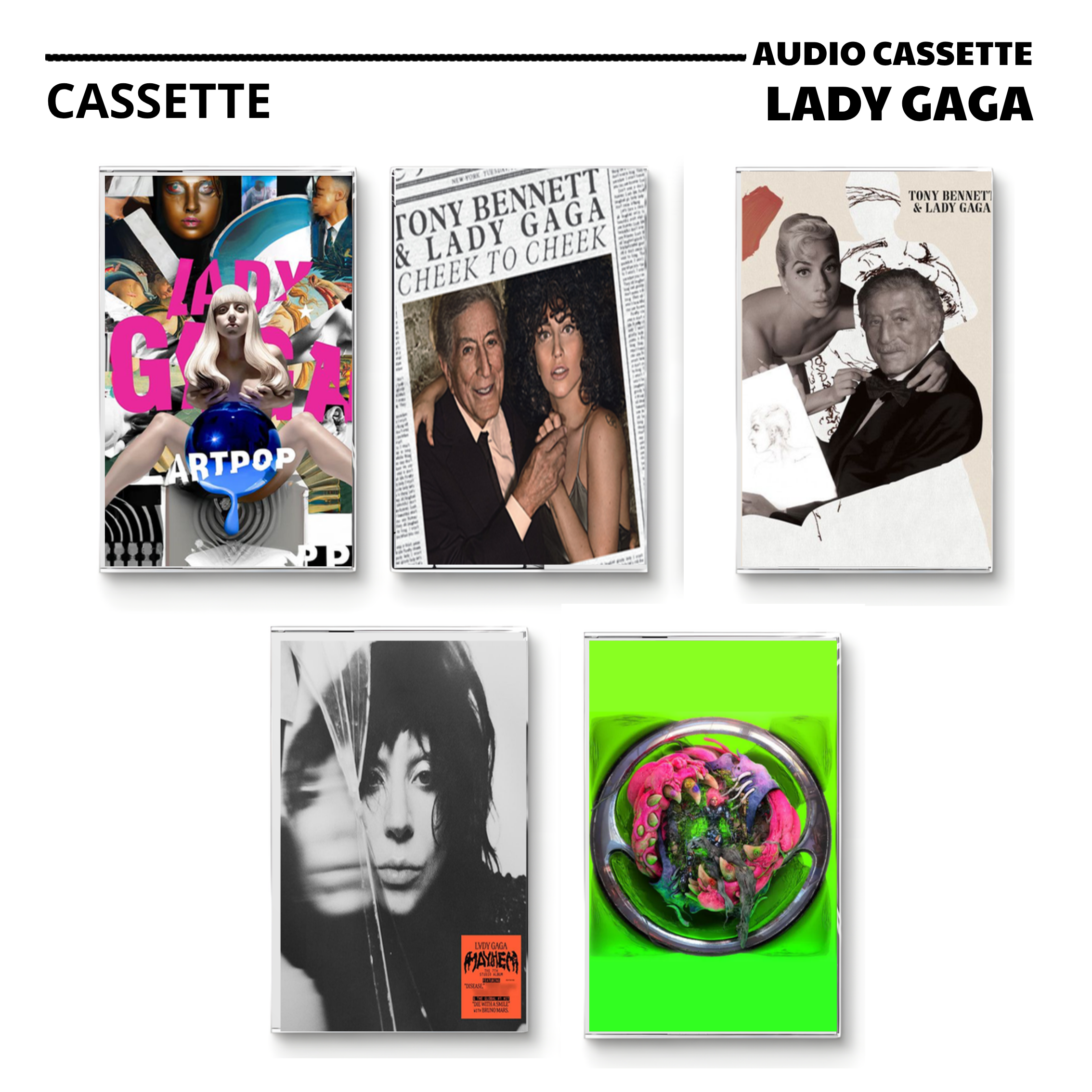 Lady Gaga Vintage Cassette | ARTPOP, Cheek to Cheek & Dawn of Chromatica Set