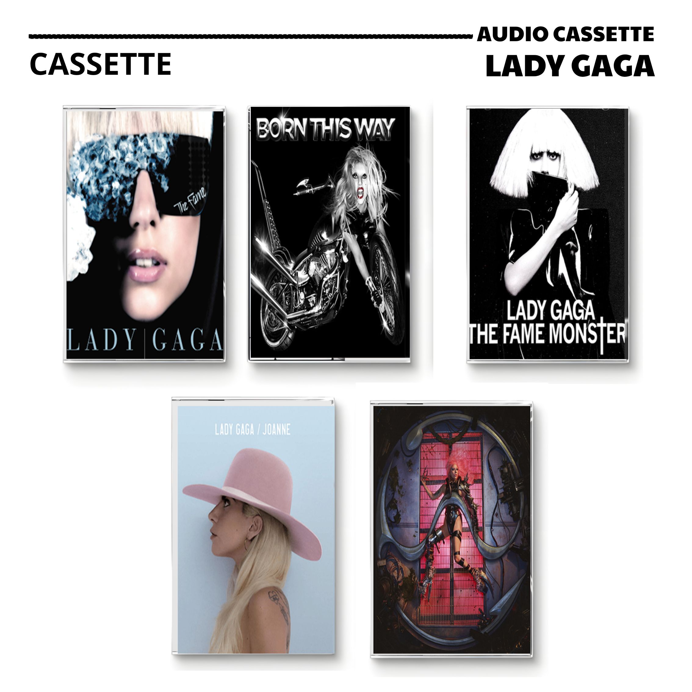 Lady Gaga Vintage Cassette | Born This Way, The Fame Monster & Chromatica