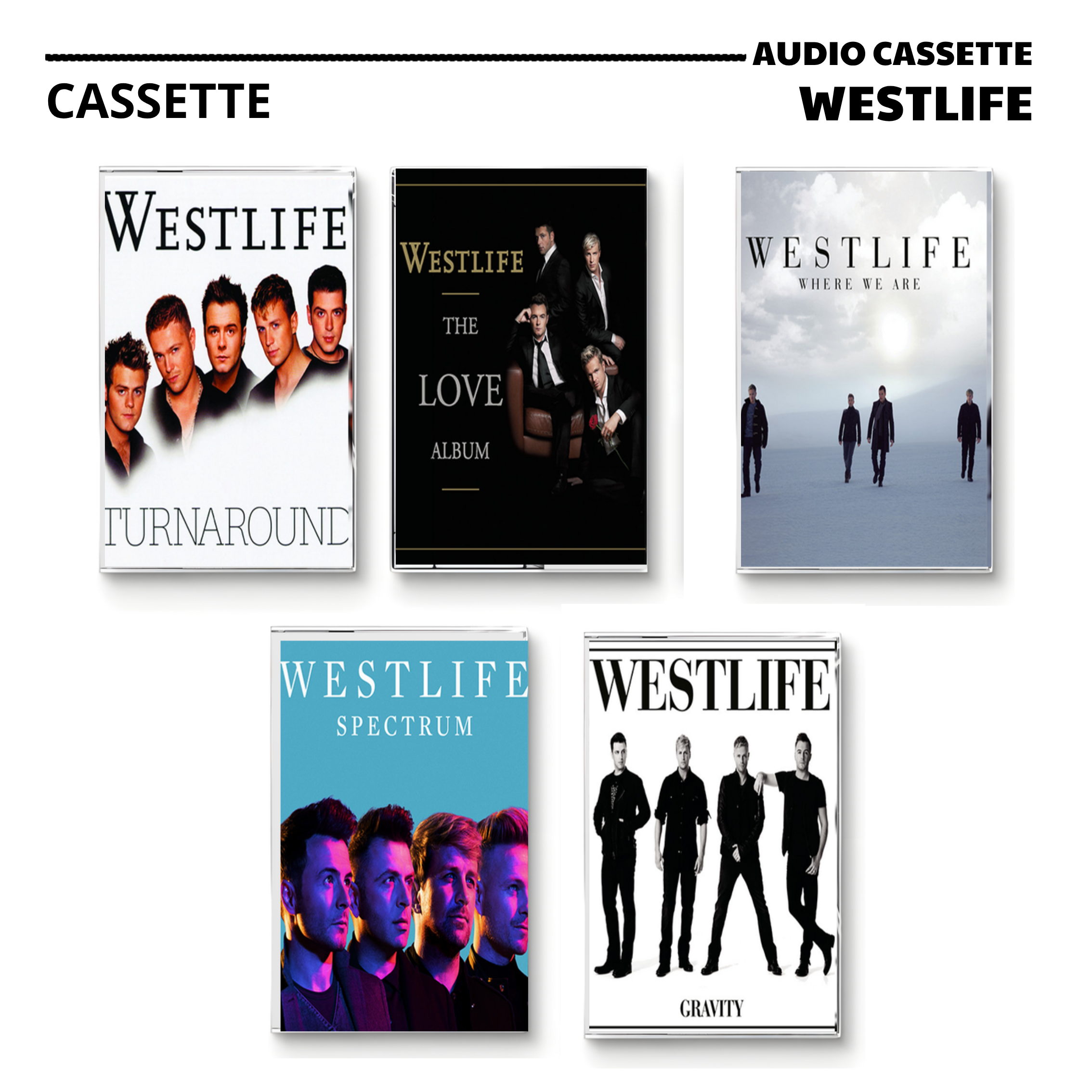 Westlife Vintage Cassette | Turnaround, The Love Album & Spectrum Set