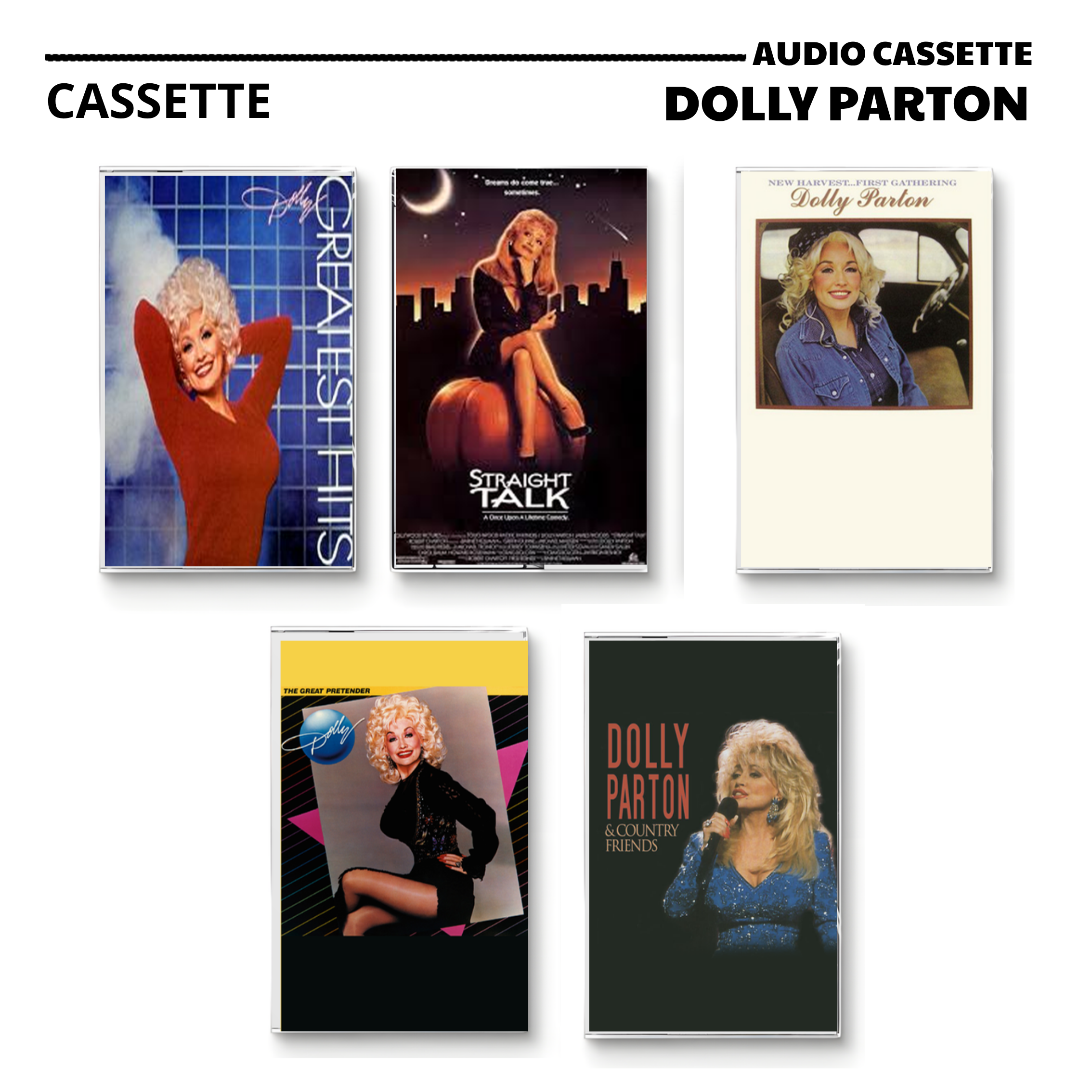 Dolly Parton Vintage Cassette | Greatest Hits, Straight Talk & The Great Pretender