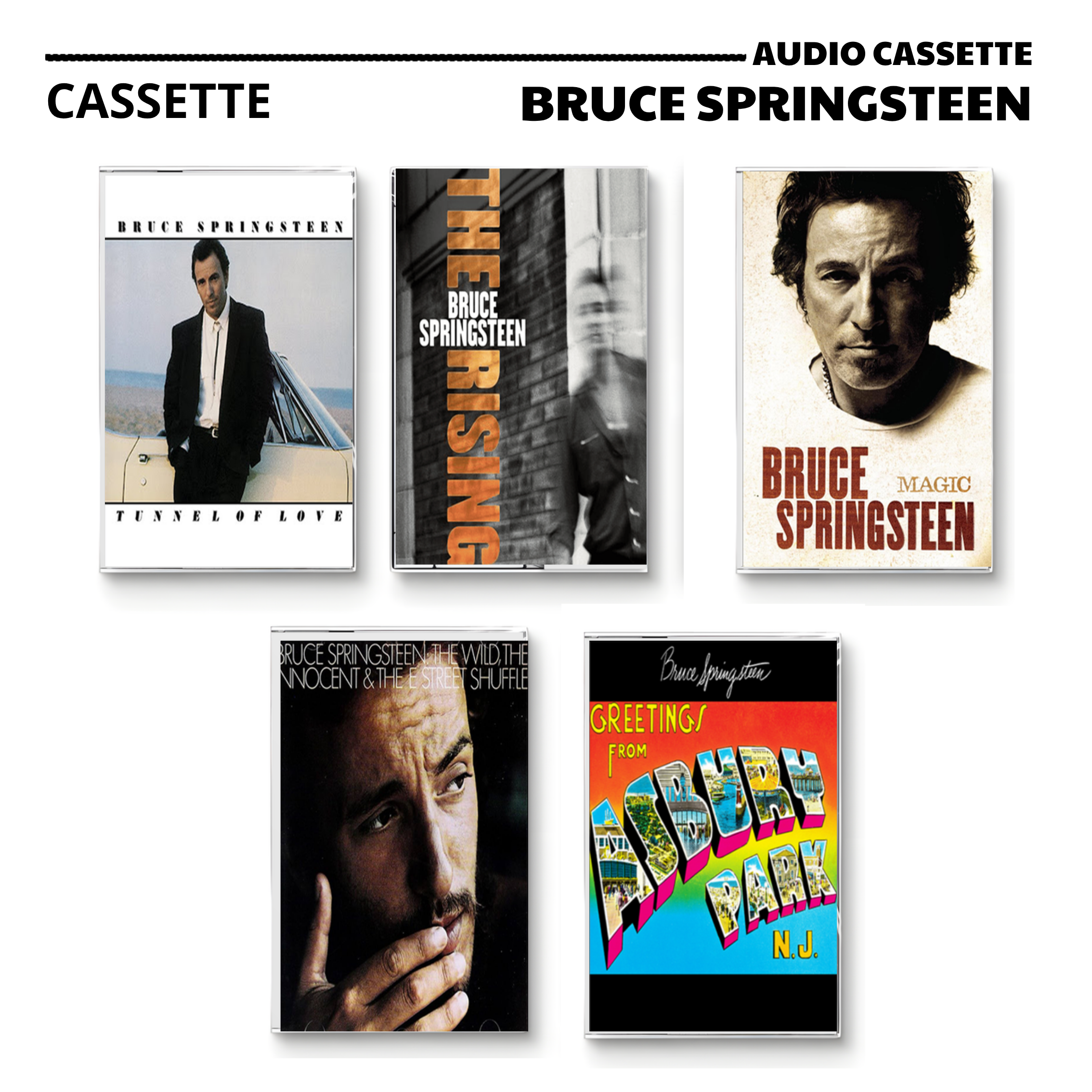 Bruce Springsteen Vintage Cassette Tapes | Tunnel of Love & Classic Rock Set
