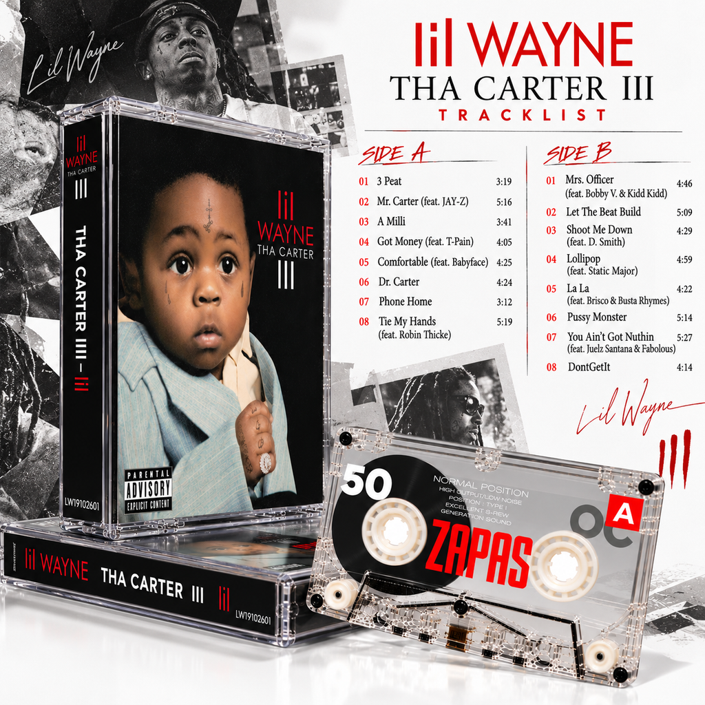 Lil Wayne Vintage Cassette Tape Collection | Tha Carter III, Tha Carter IV, Tha Carter II, Tha Carter V & Rebirth
