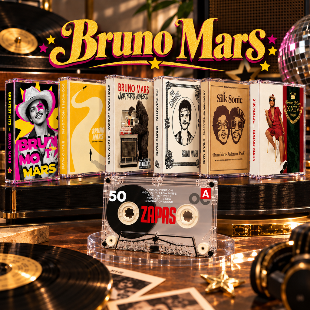 Bruno Mars Vintage Cassette Tapes Collection | 24K Magic, Doo-Wops & Hooligans, Silk Sonic, Unorthodox Jukebox & More