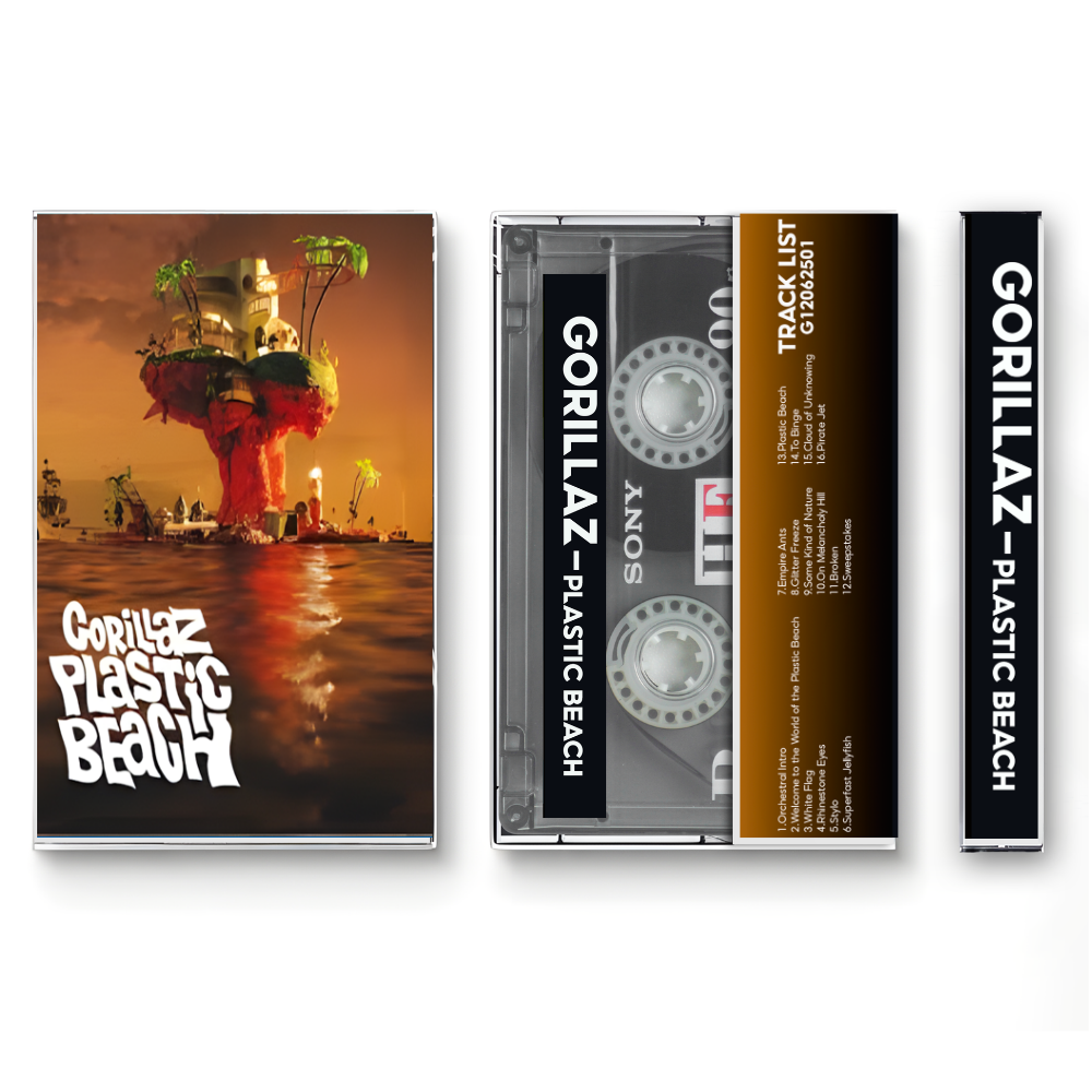 Gorillaz – Plastic Beach Fanmade Analog Cassette Tape  | Alternative Hip Hop Electronic Collectible
