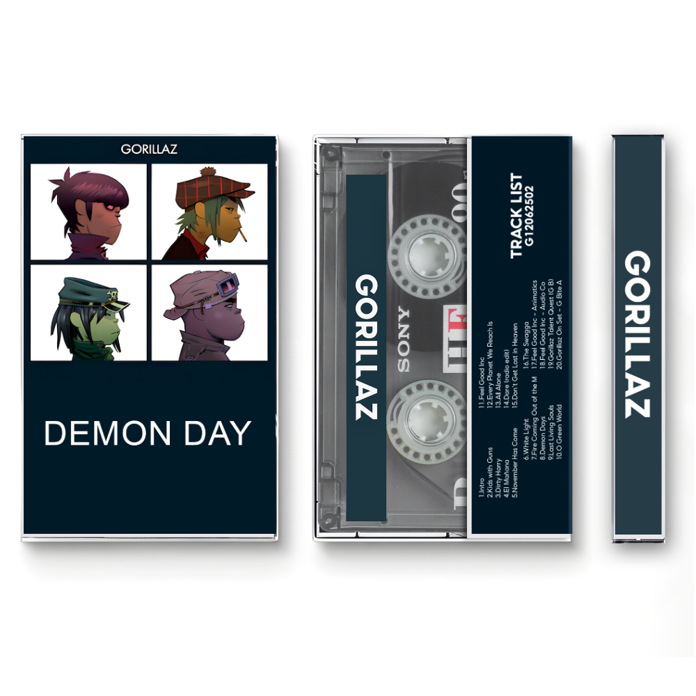 Gorillaz – Demon Days Fanmade Analog Cassette Tape| Alternative Hip Hop Electronic Collectible