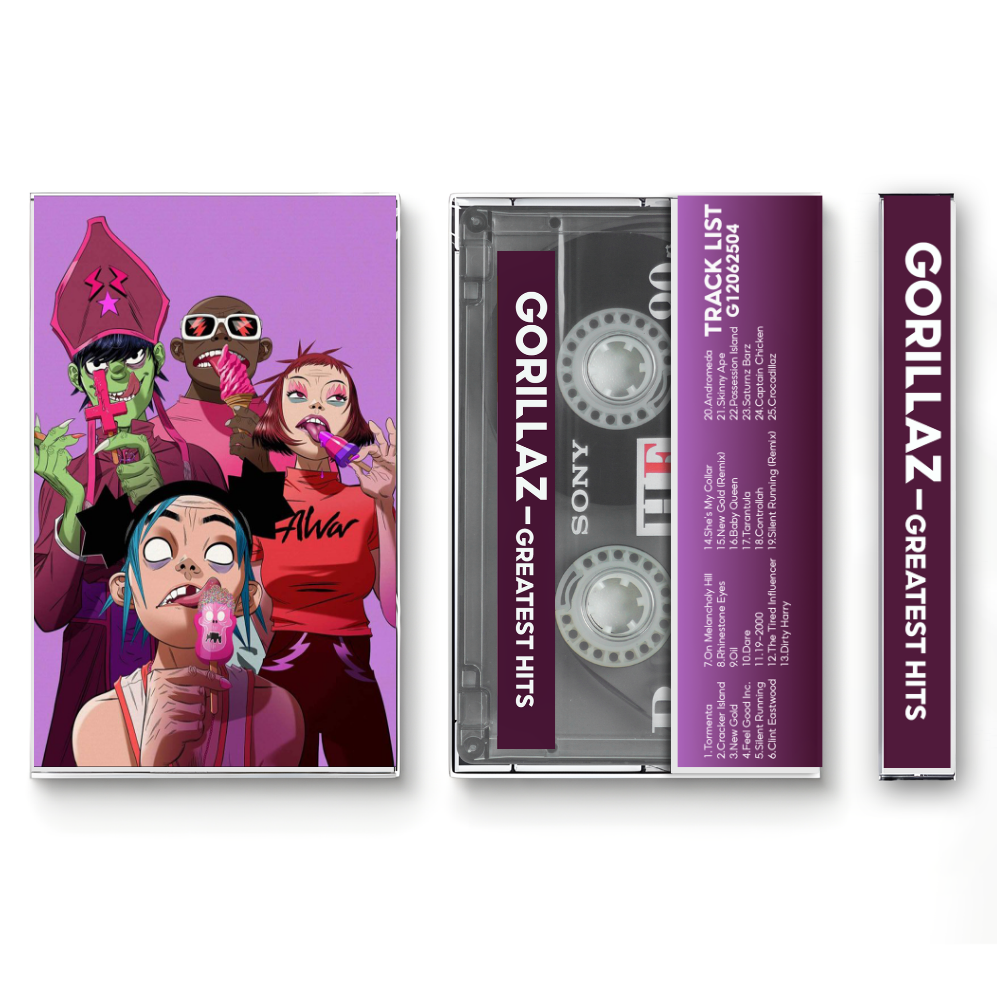 Gorillaz – Greatest Hits Fanmade Analog Cassette Tape| Alternative Hip Hop Electronic Collection
