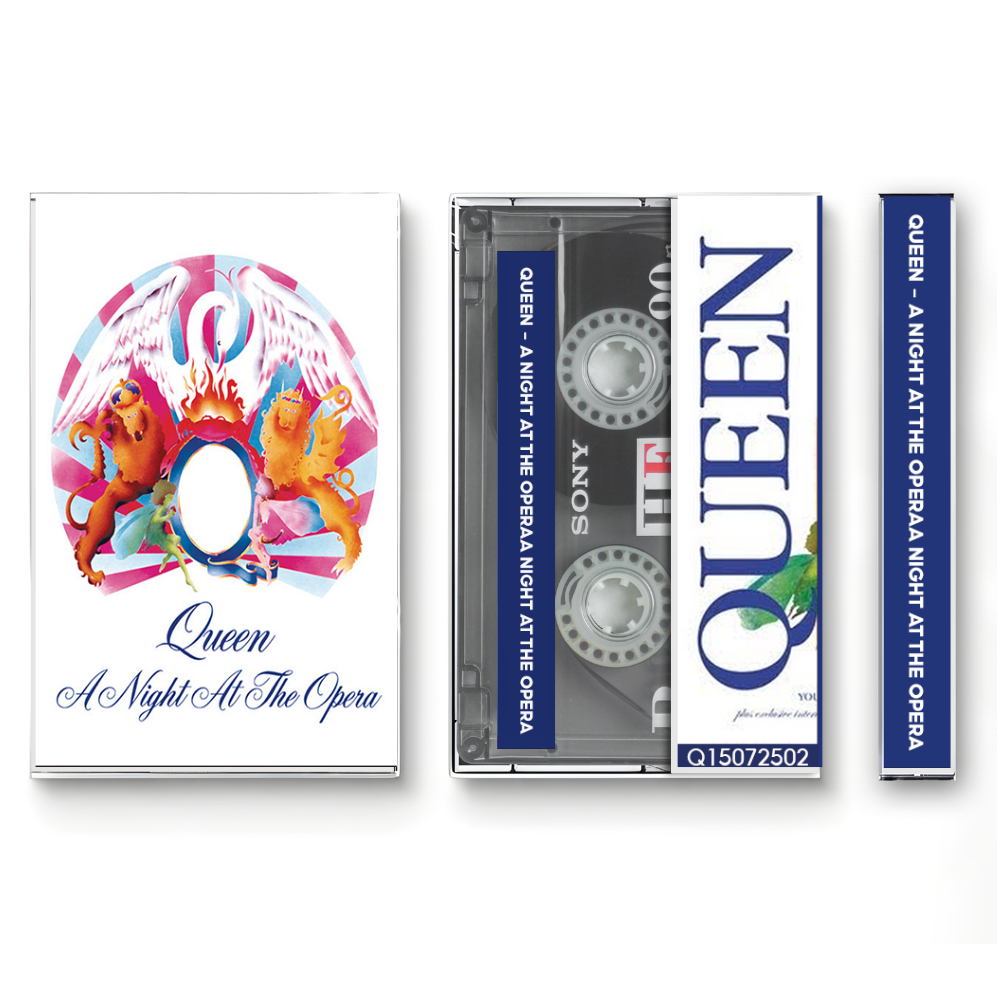 Queen – A Night at the Opera Fanmade Analog Cassette Tape | Classic Rock Album Collectible | Progressive Rock Masterpiece | Retro Music Gift